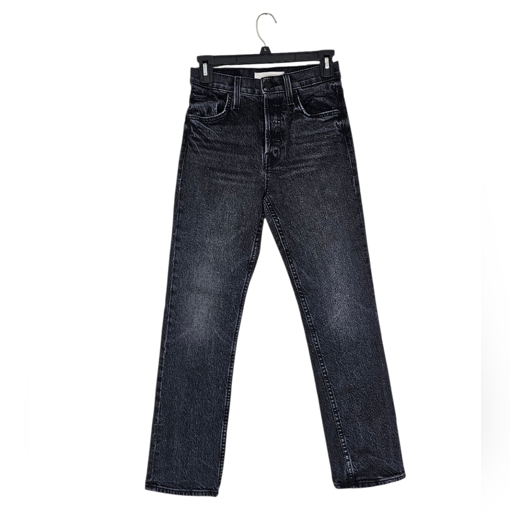 MOTHER Superior The Tomcat Ankle High Straight Leg Flare Black Jeans 25 Preowned
